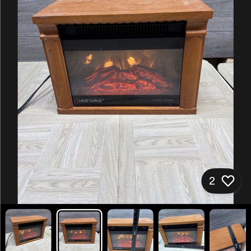 Electric Fireplace Heater in Brown